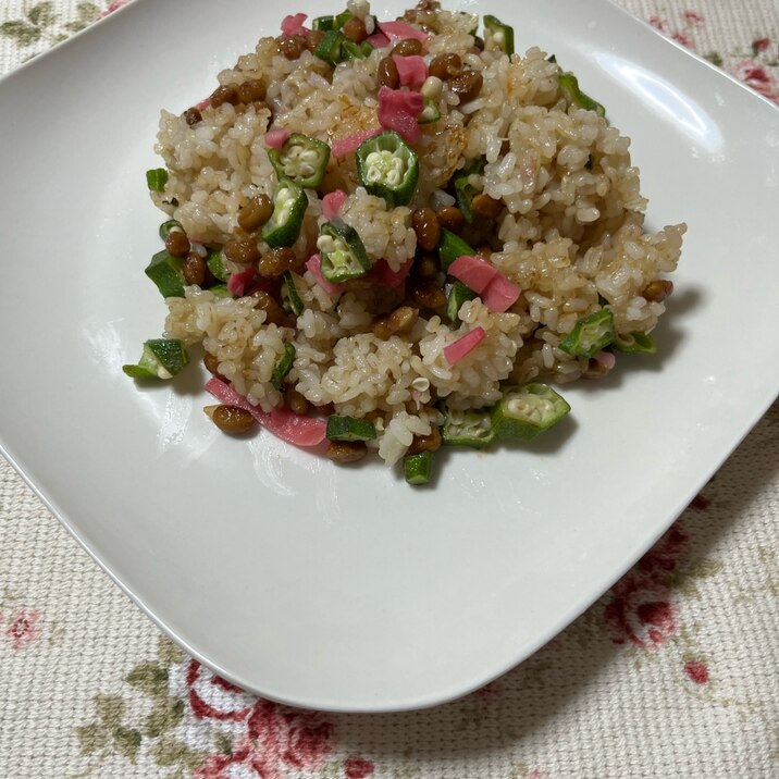 オクラの納豆チャーハン